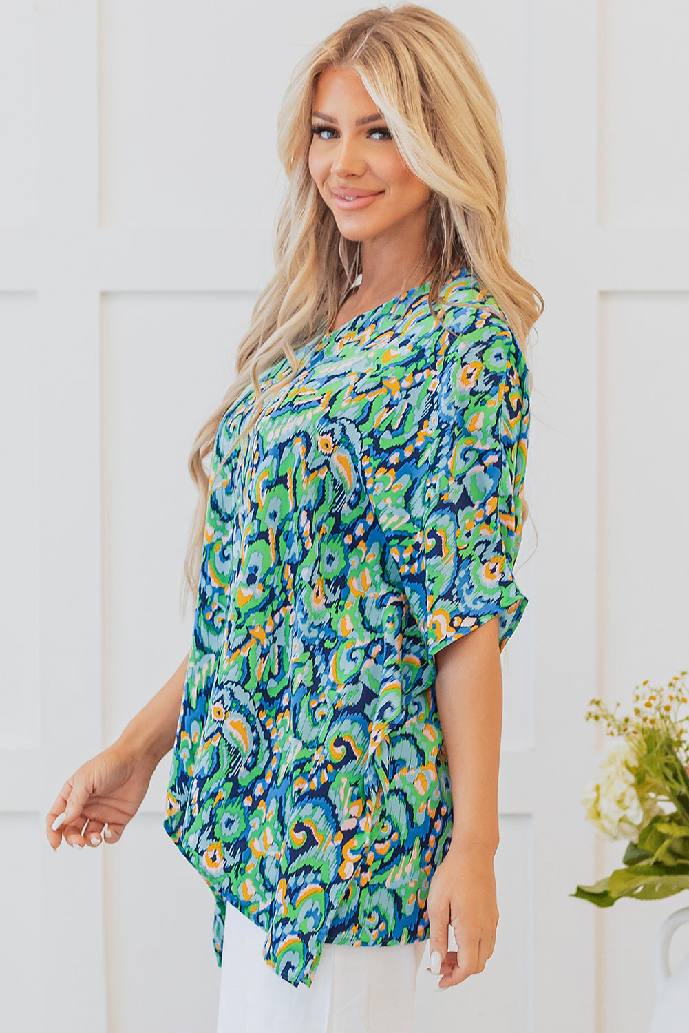 Madeleine Abstract Loose Fit Tunic Blouse-2