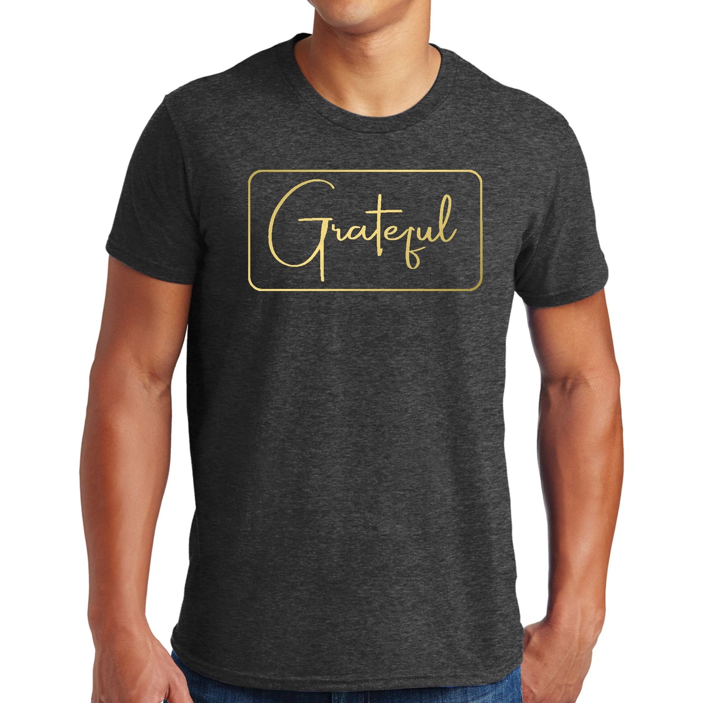 Mens Graphic T-shirt Grateful - Metallic Gold Illustration-6