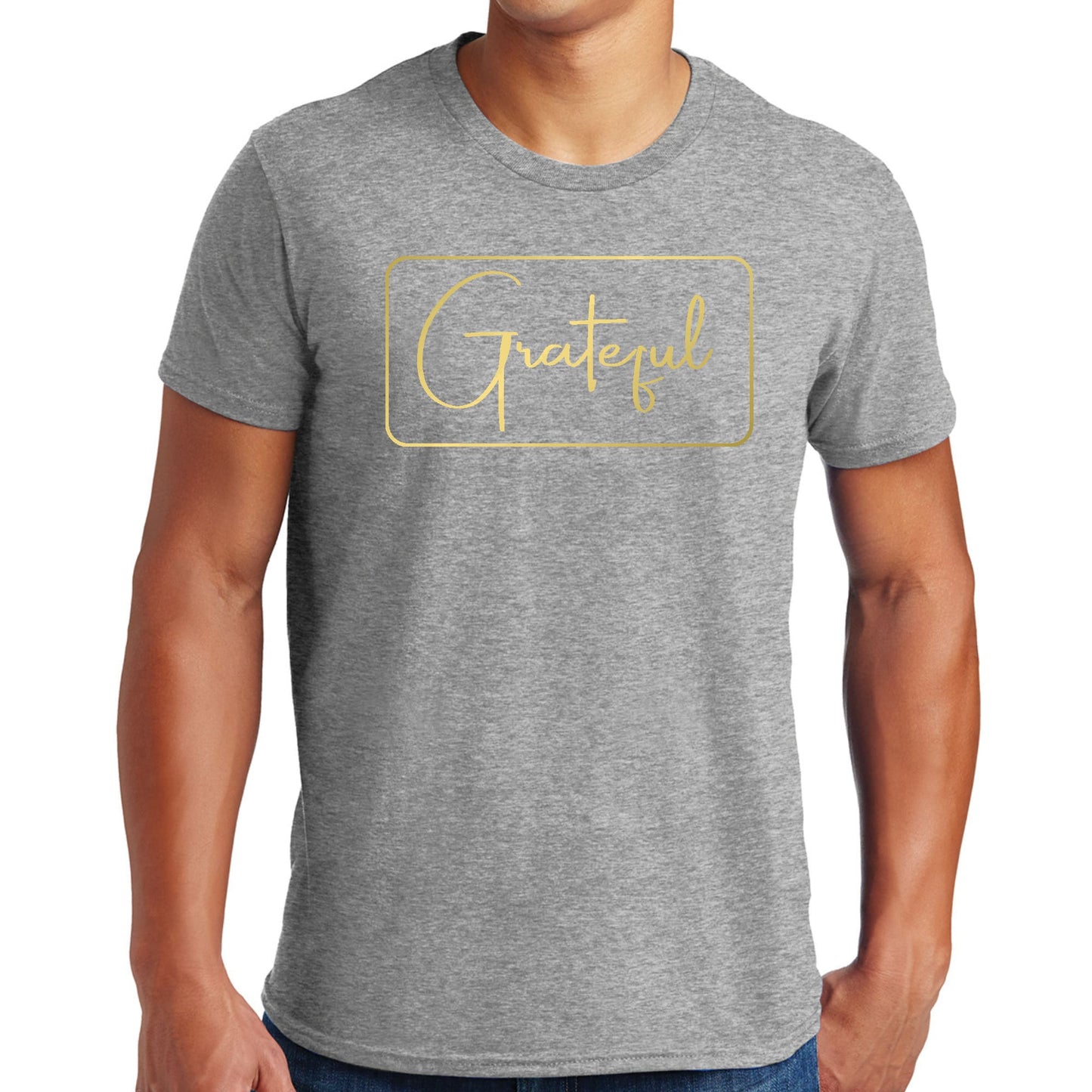 Mens Graphic T-shirt Grateful - Metallic Gold Illustration-7