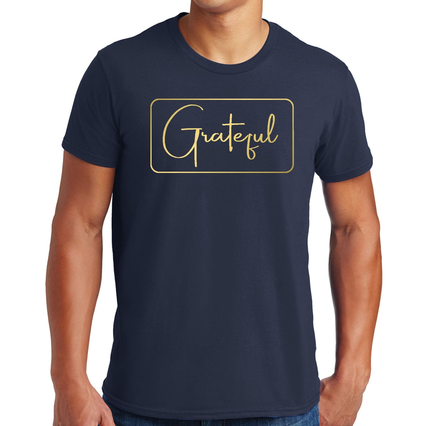 Mens Graphic T-shirt Grateful - Metallic Gold Illustration-5