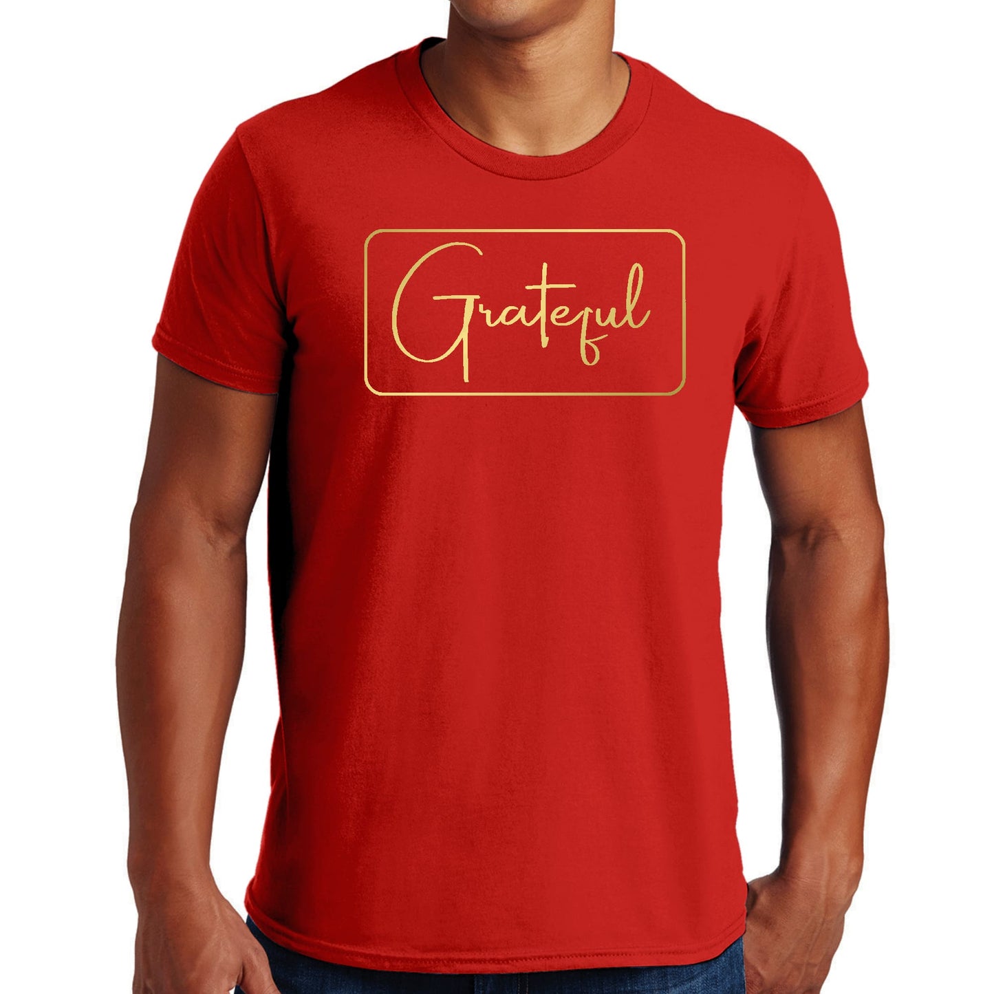 Mens Graphic T-shirt Grateful - Metallic Gold Illustration-2