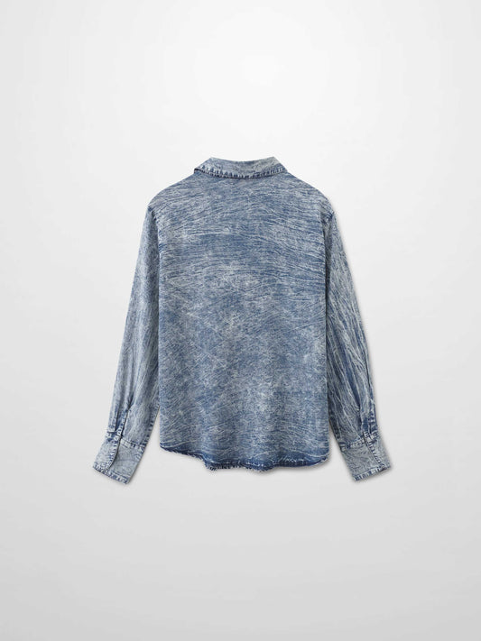 Denim Button Down Blouse-Washed Blue-1