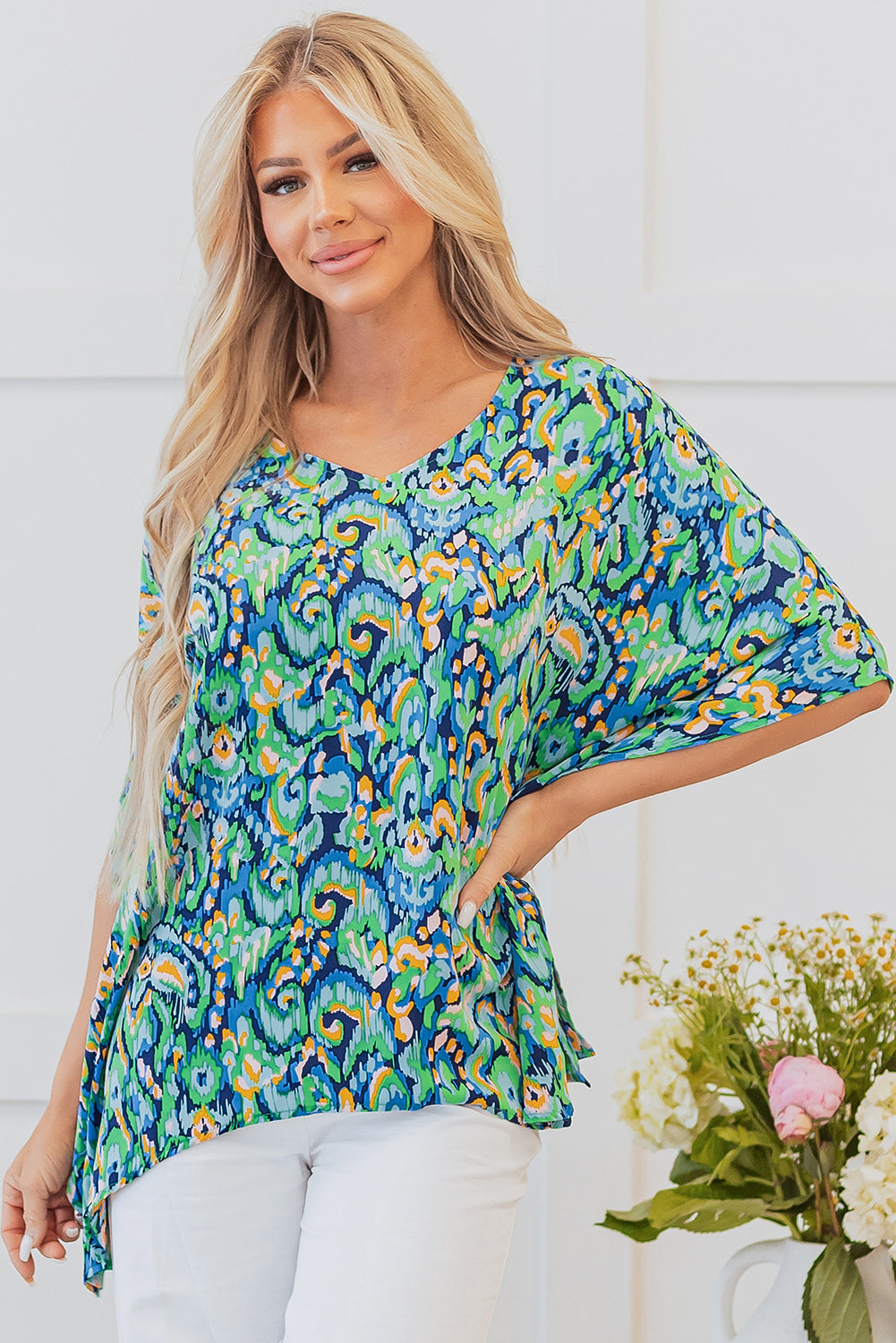 Madeleine Abstract Loose Fit Tunic Blouse-3