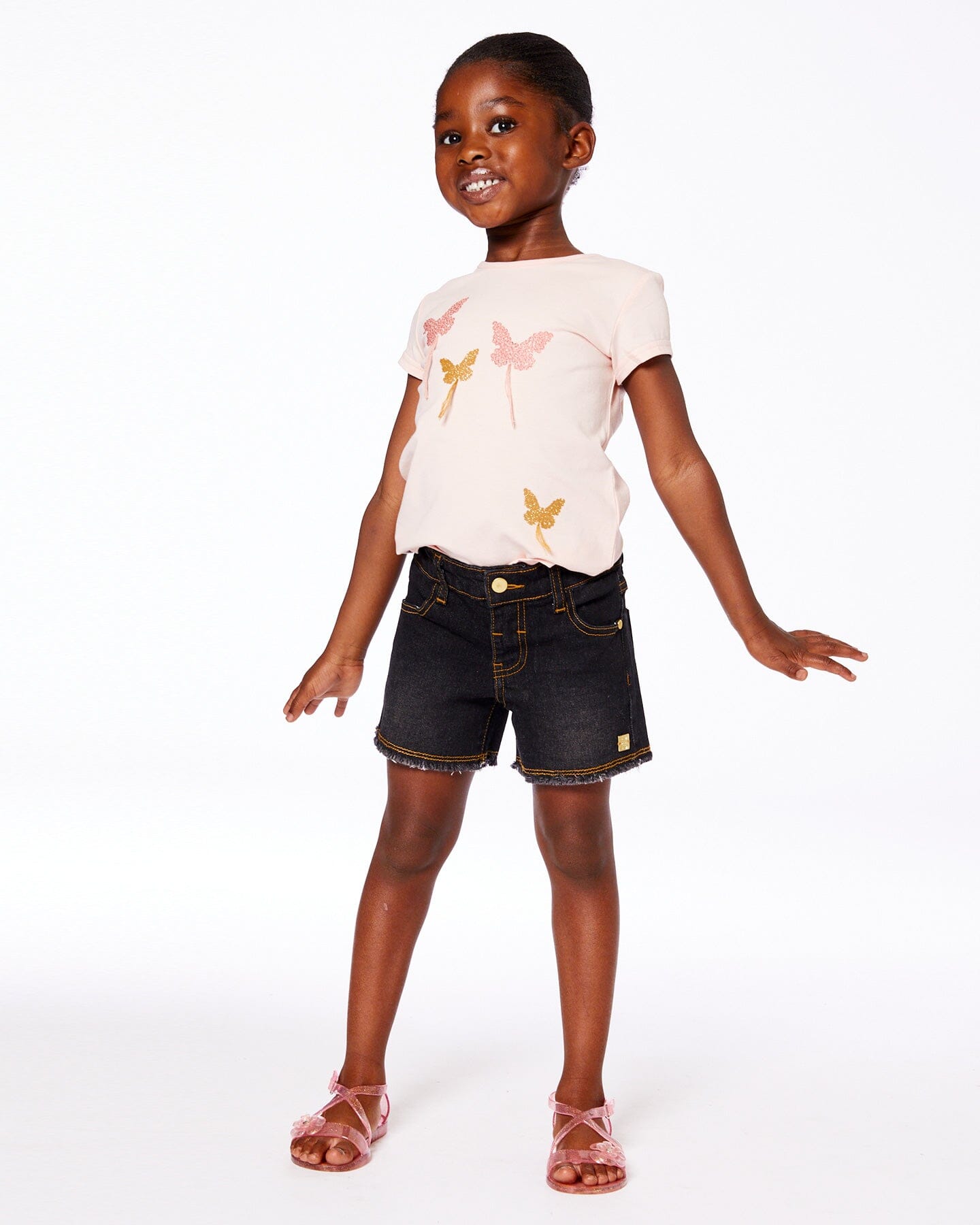 Jean Short With Embroidery Black Jeans-2