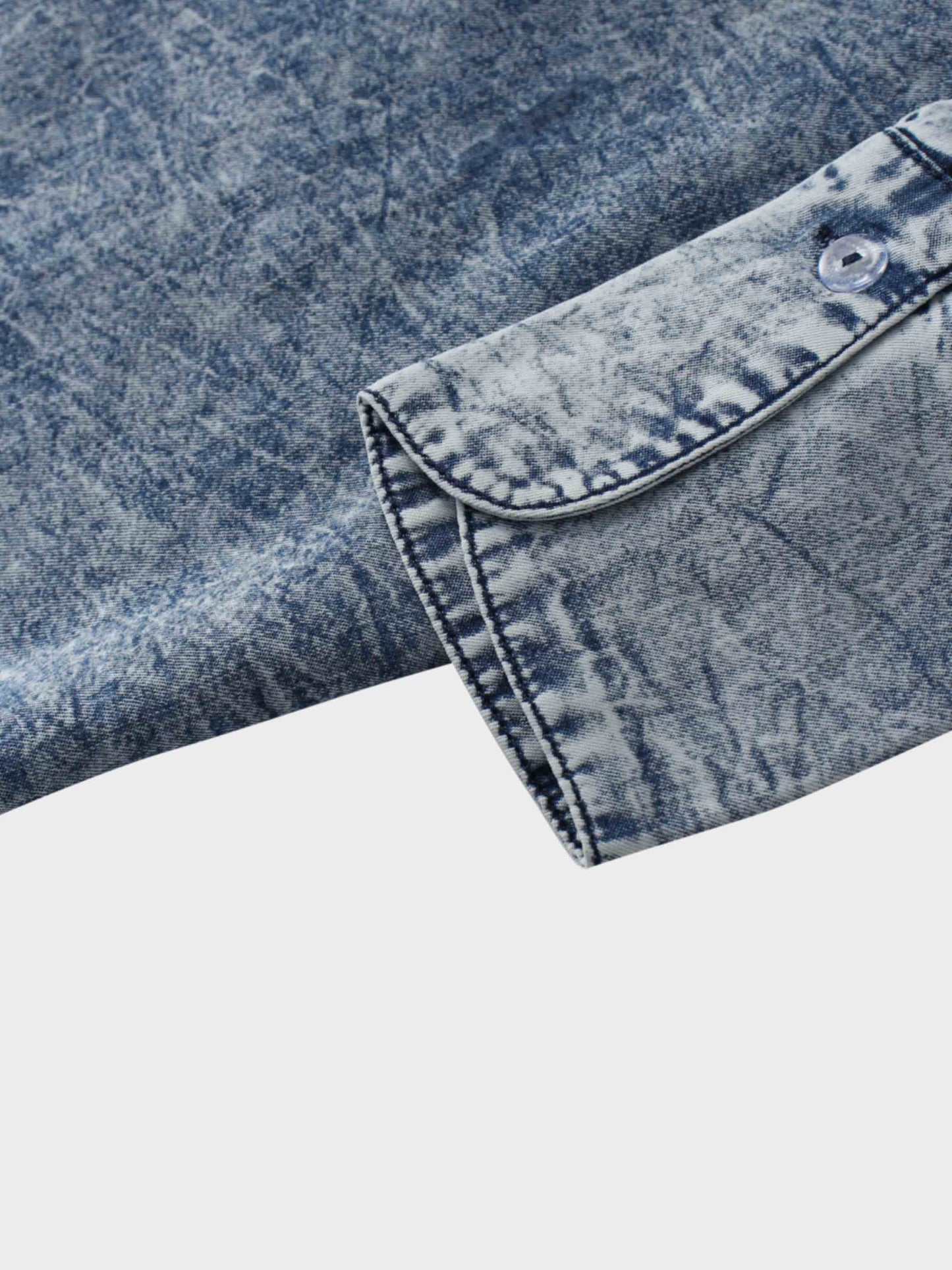 Denim Button Down Blouse-Washed Blue-4
