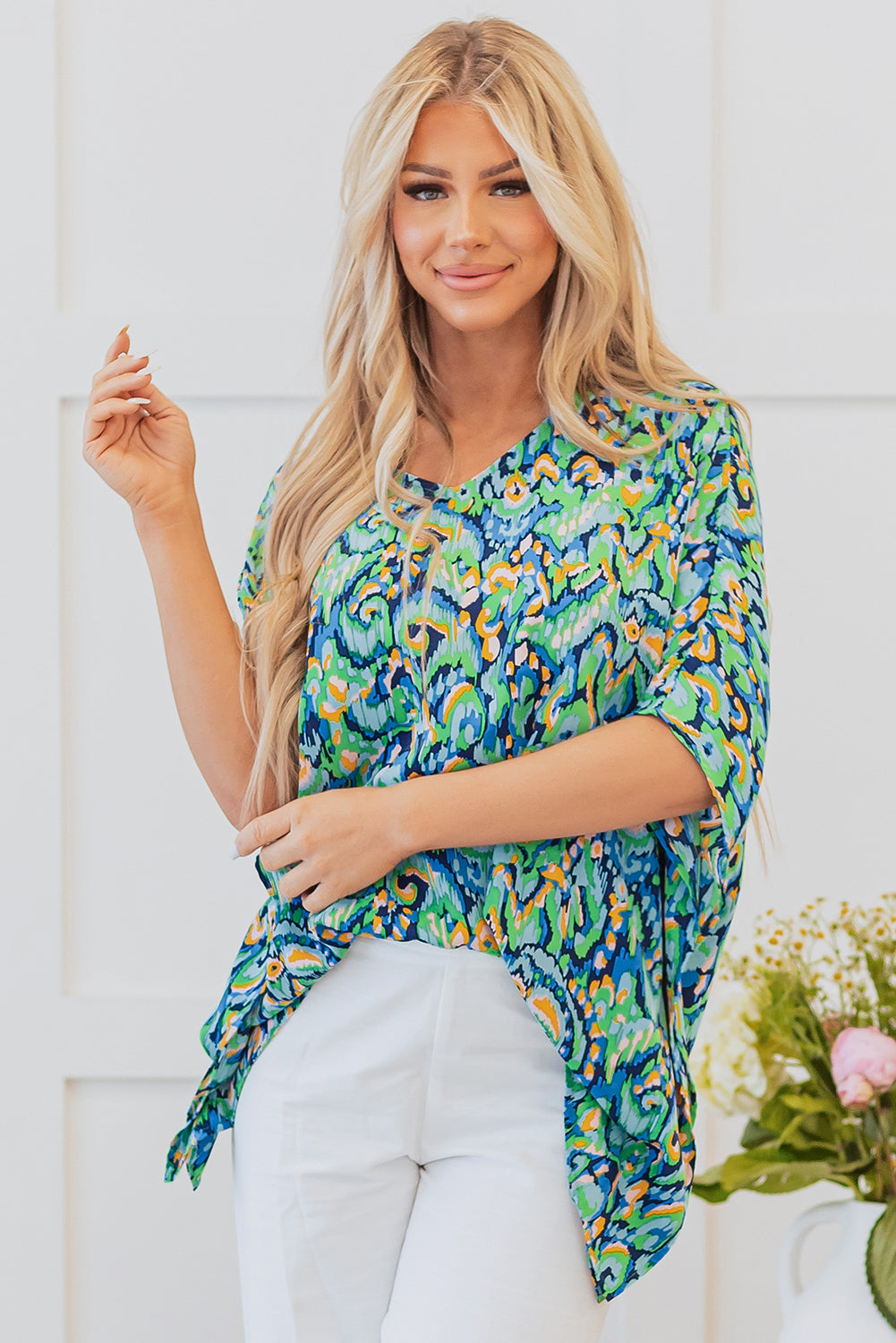 Madeleine Abstract Loose Fit Tunic Blouse-4