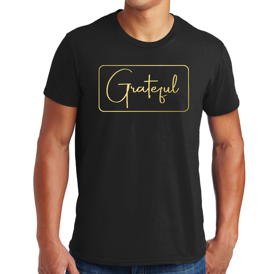 Mens Graphic T-shirt Grateful - Metallic Gold Illustration-0