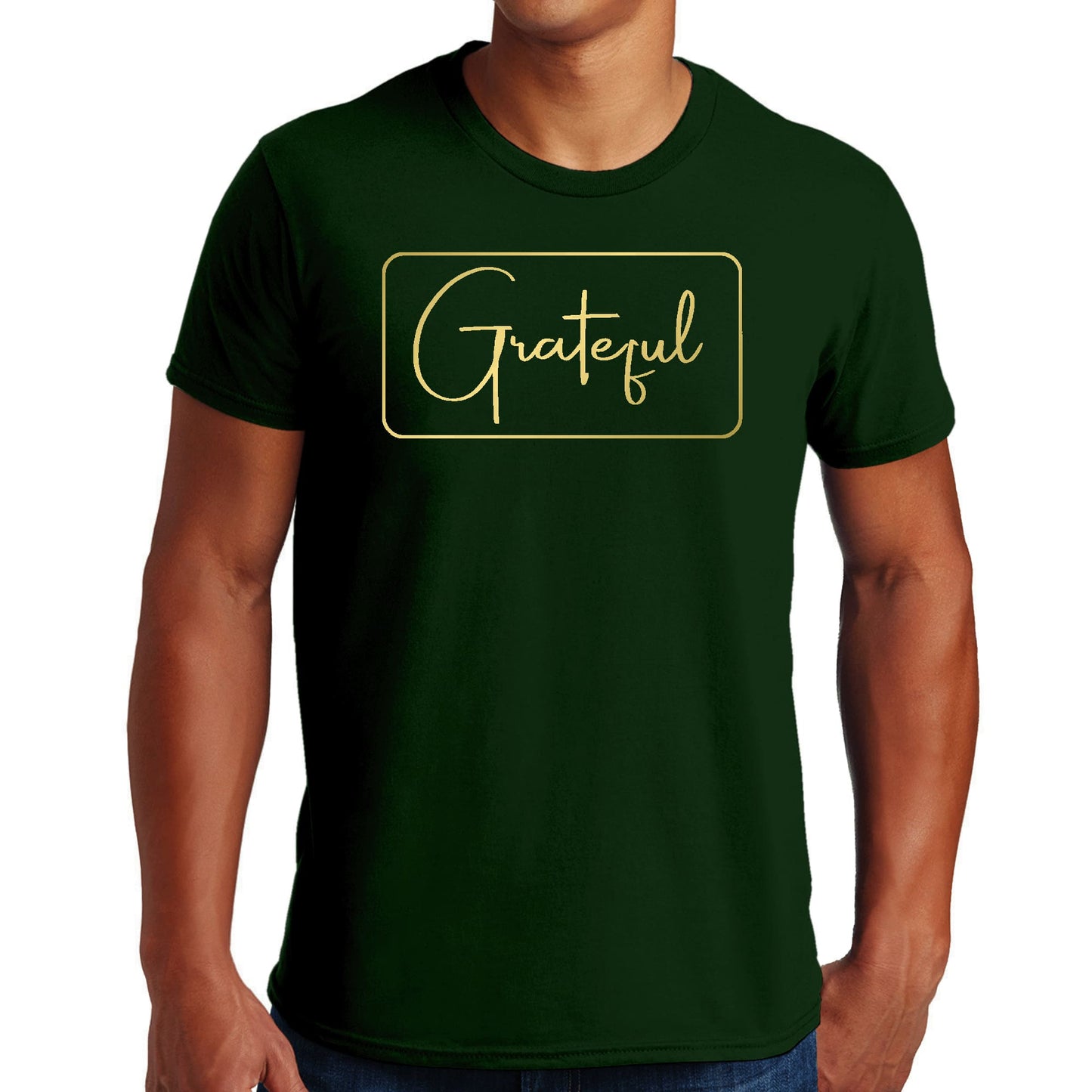 Mens Graphic T-shirt Grateful - Metallic Gold Illustration-4