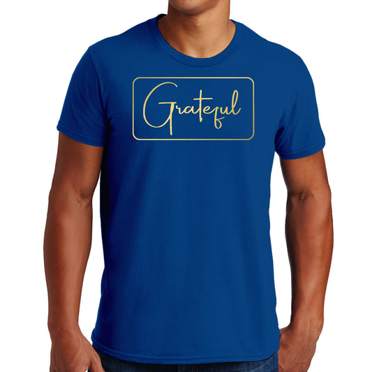 Mens Graphic T-shirt Grateful - Metallic Gold Illustration-1